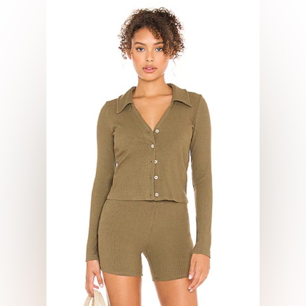 Leset Ali Polo V Cardigan in Sage